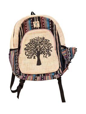 Bohemian Striped Backpack with Tree Design